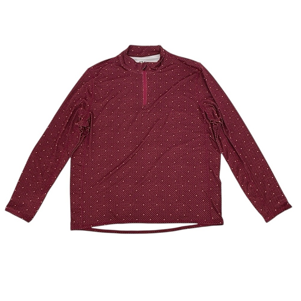 NWT 1764 Golf Red Black Patterned 1/4 Zip Long Sleeve Golf Shirt Size Large Mens